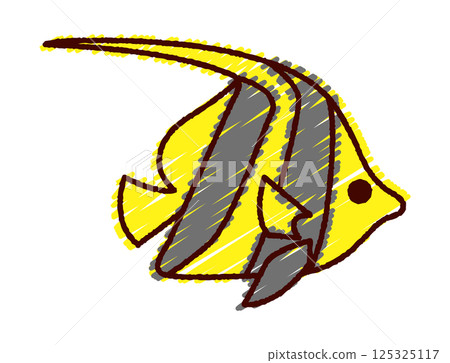 手繪熱帶魚彩色插圖 125325117