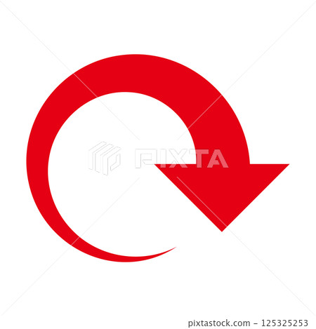 A simple curved red arrow on a white background 125325253