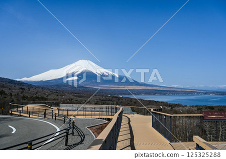 Lake Yamanaka and Mt. Fuji from Panorama Dai, Yamanashi Prefecture 125325288
