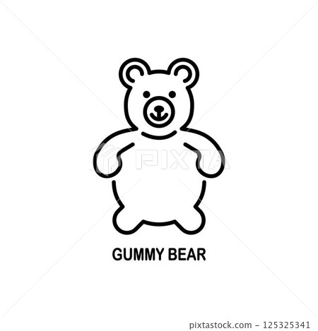Gummy bear vector icon. Line sign of sweets. Editable stroke. 125325341