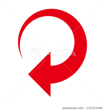 A simple curved red arrow on a white background 125325360
