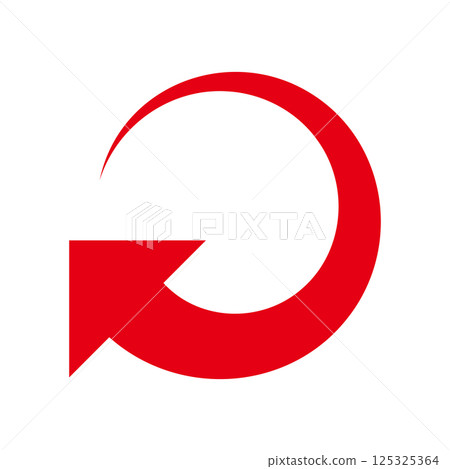 A simple curved red arrow on a white background 125325364