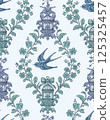 Swallow Bird and Floral Seamless Pattern: Elegant Vector Illustration for Fabrics, Wallpapers, and Packaging Design 125325457