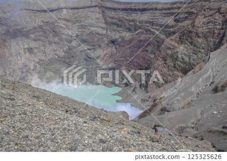 March 25 2025 Scenery of Active Volcanic Crater With Rising Smoke, Japan 125325626