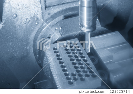 The group of hole drilling process machining center in the light blue scene. The group of hole drilling process machining center in the light blue scene. 125325714