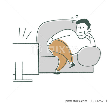 Middle-aged man lazing around on the sofa 125325791