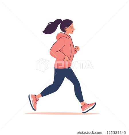 sporty young jogging woman isolated vector illustration 125325843