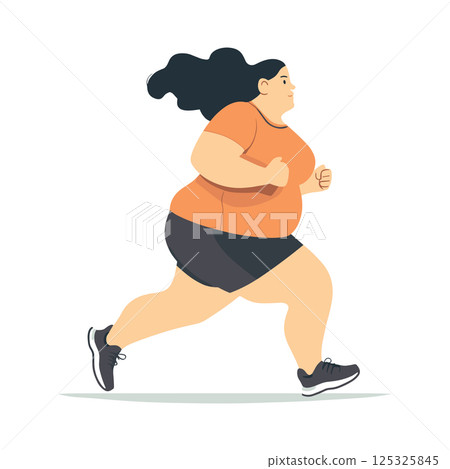 overweight jogging woman isolated vector illustration 125325845