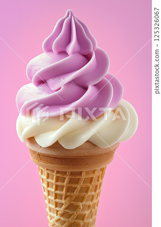 ice cream cone with pink background 125326067