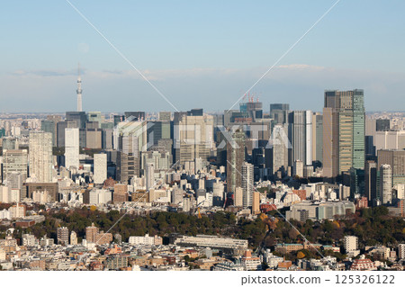 Tokyo, Japan - December 14, 2024: Aerial view of landscape sunset and cityscape tokyo, Japan. Tokyo, Japan - December 14, 2024: Aerial view of landscape sunset and cityscape tokyo, Japan. 125326122