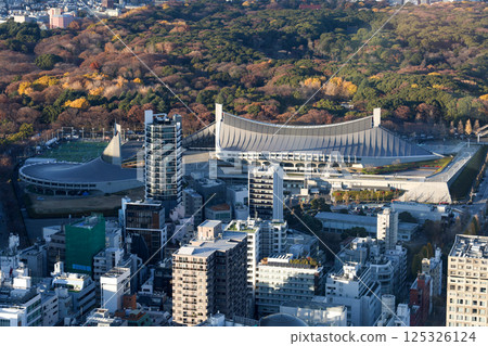 Tokyo, Japan - December 14, 2024: Aerial view of landscape and cityscape tokyo, Japan. Tokyo, Japan - December 14, 2024: Aerial view of landscape and cityscape tokyo, Japan. 125326124