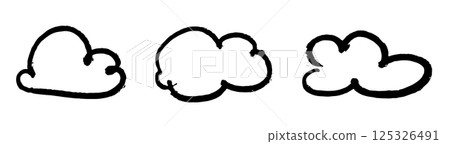 Black Ink Cloud Sketches on White Background 125326491