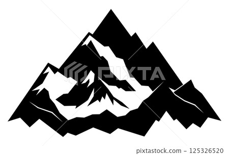 The silhouette of the mountains for the logo is black and white. 125326520