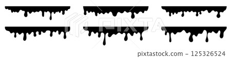 Black Melting Paint dripping melting. Spray stream or flow trickle vector set Black Melting Paint dripping melting. Spray stream or flow trickle vector set 125326524