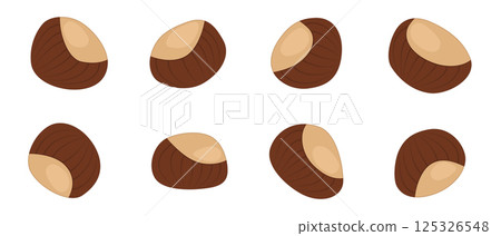 Drawn cartoon brown autumn chestnut without background. Vector illustration. 125326548