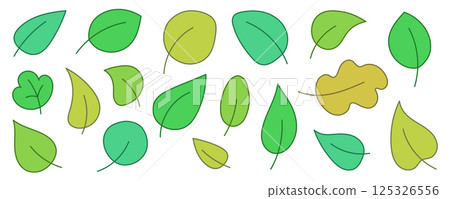 Green leaves from a tree. Flat style. Isolated background. 125326556