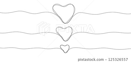 Heart drawn in one line by hand. Hand drawn vector illustration. 125326557