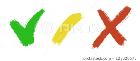 Black Brush Strokes Tick, Cross, and Dash 125326573