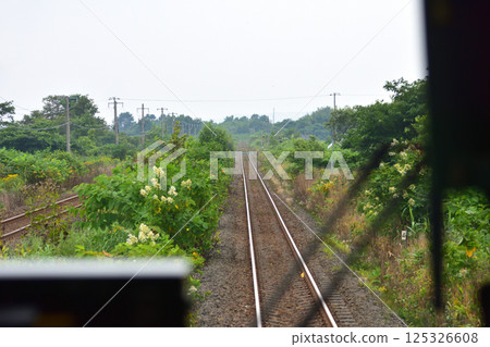 JR北海道函館本線八雲站至長萬部站區間列車車窗景色（2023年夏季多雲） 125326608