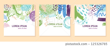 Set of decorative abstract frames. Creative abstract art background. hand drawn. Vector illustration 125326785