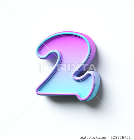 Pink blue gradient cartoon font Number 2 TWO 3D Pink blue gradient cartoon font Number 2 TWO 3D 125326791