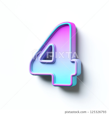 Pink blue gradient cartoon font Number 4 FOUR 3D Pink blue gradient cartoon font Number 4 FOUR 3D 125326793