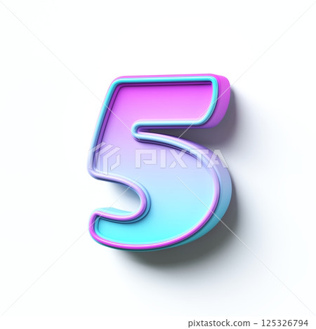 Pink blue gradient cartoon font Number 5 FIVE 3D 125326794