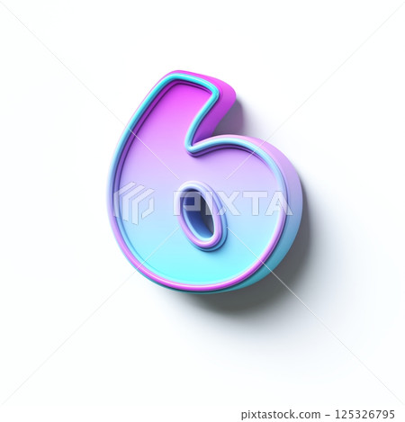 Pink blue gradient cartoon font Number 6 SIX 3D Pink blue gradient cartoon font Number 6 SIX 3D 125326795