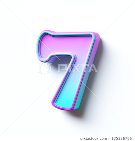 Pink blue gradient cartoon font Number 7 SEVEN 3D Pink blue gradient cartoon font Number 7 SEVEN 3D 125326796