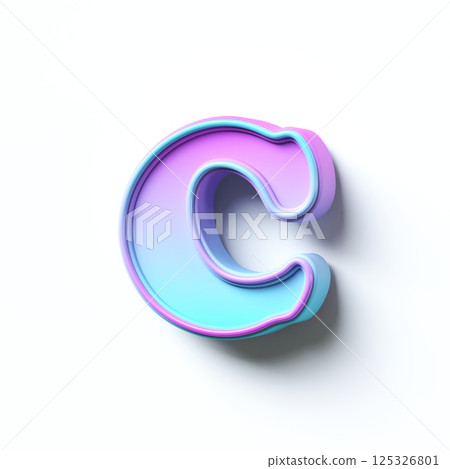Pink blue gradient cartoon font Letter C 3D 125326801