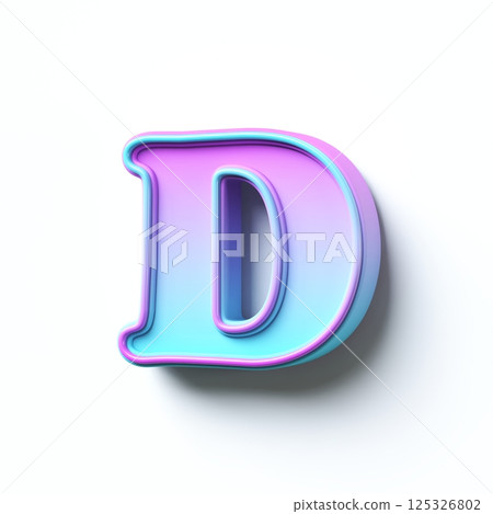 Pink blue gradient cartoon font Letter D 3D 125326802