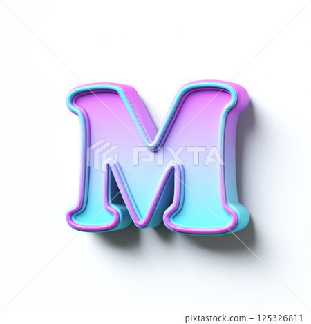 Pink blue gradient cartoon font Letter M 3D Pink blue gradient cartoon font Letter M 3D 125326811
