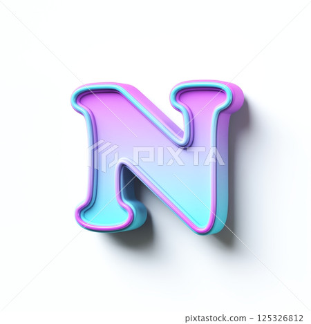 Pink blue gradient cartoon font Letter N 3D Pink blue gradient cartoon font Letter N 3D 125326812
