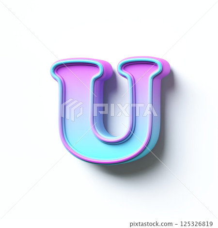 Pink blue gradient cartoon font Letter U 3D Pink blue gradient cartoon font Letter U 3D 125326819