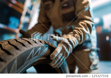 mechanic changing a wheel mechanic changing a wheel 125327338