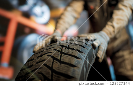mechanic changing a wheel 125327344