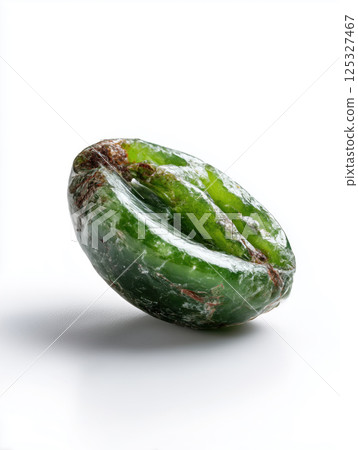 Detailed close-up of raw green jade structure with layered crystal formations. Studio lighting macro photography. Mineral texture and geology concept. Design for wallpaper, print, banner. Macro shot 125327467