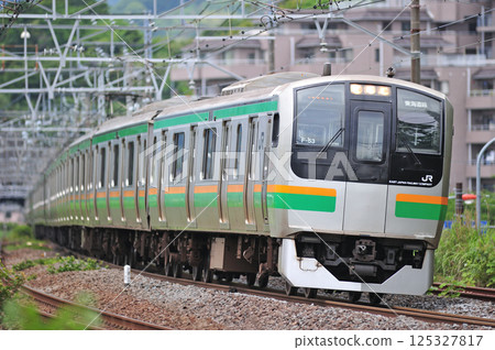 Tokaido Line Manazuru JR East E217 series F-53 train (Kozu) Tokaido Line Manazuru JR East E217 series F-53 train (Kozu) 125327817