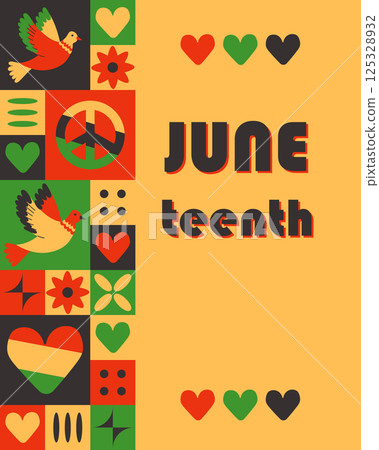 Hand drawn Juneteenth card with birds 125328932