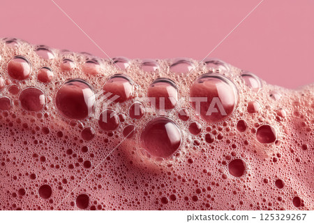 Pink foam texture with glossy bubbles 125329267