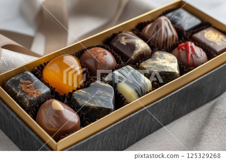 Gourmet assorted chocolates in luxury box 125329268