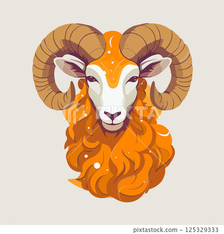 Vector isolated illustration of zodiac sign Aries. Astrological forecast of zodiac sign. 125329333