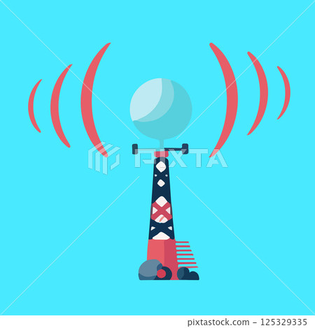 Vector isolated illustration of telecommunication tower. World Telecommunication and Information Society Day 125329335