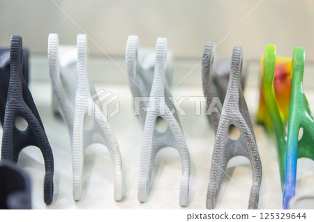 Object created on 3D printer from polyimide powder. Detailed model printed on 3D printer. Model printed on 3D printer from plastic powder. New modern 3D printing technology. Multi Jet Fusion MJF 125329644