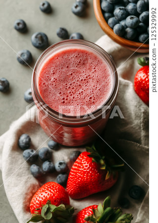 Fresh berry and strawberry smoothie 125329992