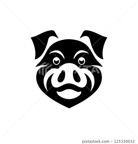 Illustration of a pig head isolated on white background. Pork meat. Design element for poster, menu ,card. Illustration of a pig head isolated on white background. Pork meat. Design element for poster, menu ,card. 125330032