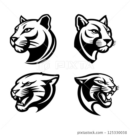 Illustration of pantera head on white background. Design element for logo, label, emblem, sign, poster, t shirt. Vector illustration Illustration of pantera head on white background. Design element for logo, label, emblem, sign, poster, t shirt. Vector illustration 125330038