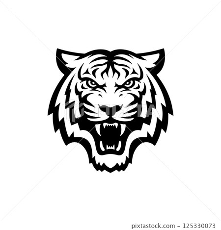 tiger head illustration isolated on white background. Images for logo, label, emblem. Vector illustration. 125330073