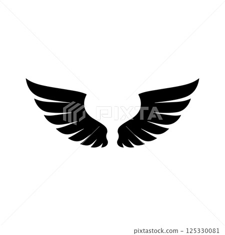 illustration of wings in tattoo style isolated on white background. Design element for logo, label, badge, sign. illustration of wings in tattoo style isolated on white background. Design element for logo, label, badge, sign. 125330081