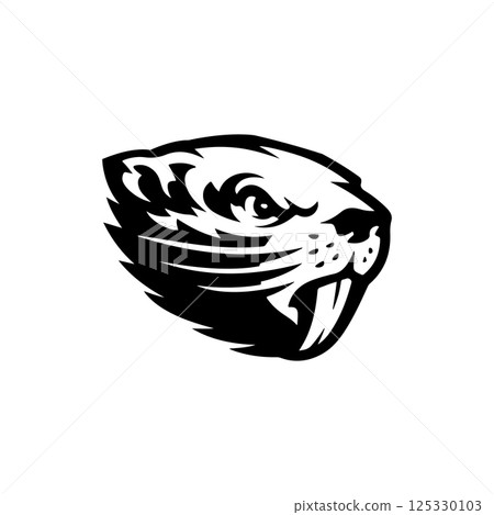 Beaver head. Sport team or club mascot. Design element for logo, label, emblem, sign. Vector illustration. Beaver head. Sport team or club mascot. Design element for logo, label, emblem, sign. Vector illustration. 125330103